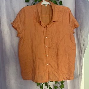 Cherokee Orange Short Sleeve Botton Up Shirt